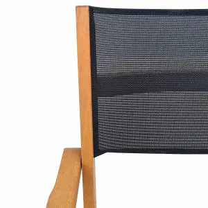 sweeek. Pair of foldable wooden garden chairs Almeria Black 54x58.7x89 cm