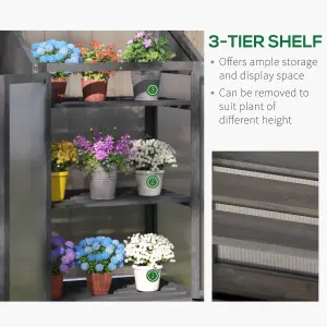 Outsunny Wooden Greenhouse Cold Frame Grow House w/ Double Door for Flower Grey