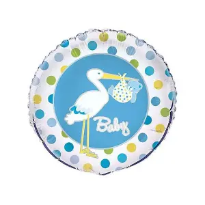 Helium Stork Baby Shower Foil Balloon White/Blue/Yellow (One Size)