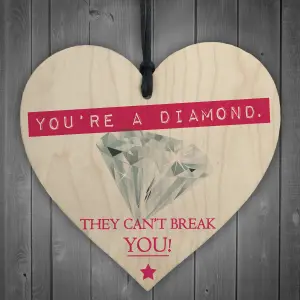 Red Ocean You're A Diamond Wooden Hanging Heart Plaque Friendship Gift