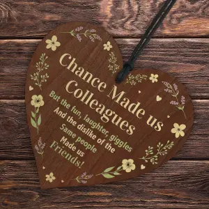 Red Ocean Chance made us Colleagues Fun and Laughter Novelty Wooden Hanging Heart Leaving Gift Plaque Work Friendship Sign