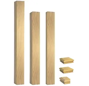 Solid Oak Complete 90mm Square Newel Post Kit Inc Cap's UK Manufactured Traditional Products Ltd