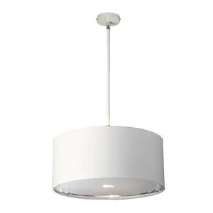 1 Bulb Ceiling Pendant Light Fitting White Highly Polished Nickel LED E27 60W