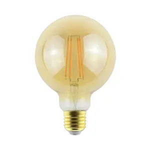 Diall E27 8.5W 806lm 330° Amber Globe Warm white LED filament Light bulb