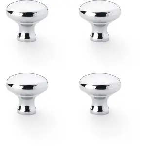 4 PACK - Victorian Round Door Knob - Polished Chrome 32mm - Kitchen Cabinet Pull Handle