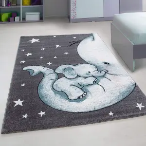 Blue Baby Elephant and Stars Rug - Kids - 160x230cm