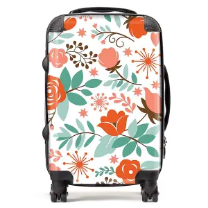 Orange Floral Pattern Suitcase - Cabin