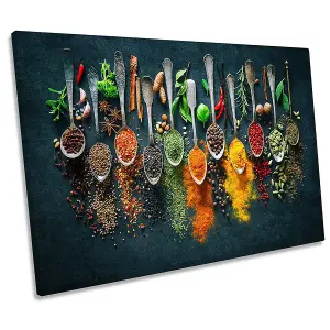 Herbs Spices Cooking Kitchen CANVAS WALL ART Picture Print (H)30cm x (W)46cm