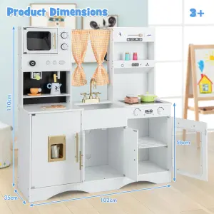 Costway Kids Kitchen Playset Toddlers Wooden Pretend Play Kitchen Toy