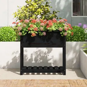 Berkfield Planter with Shelf Black 82.5x34.5x81 cm Solid Wood Pine