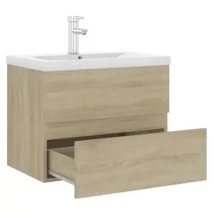 Berkfield Sink Cabinet with Built-in Basin Sonoma Oak Engineered Wood