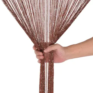 String Curtain Panel Spaghetti Tassel Curtain, 200cm x 90cm - Burgundy