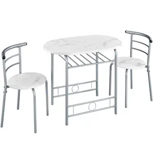 2 - Person Dining Set White/Silver / 76" H x 49" W x 42" D