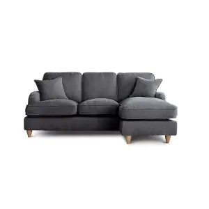 Sofas Express Tenby Charcoal Grey Right Hand Chaise Tailored Pleat Manhattan Sofa