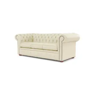 Chesterfield 3 Seater Shelly Cream Real Leather Sofa Bespoke In Classic Style