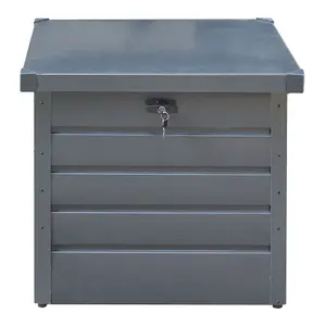 Anthracite Waterproof Metal Outdoor Garden Storage Box Lockable Flat Top 200 L