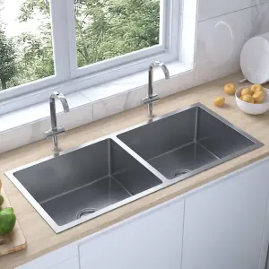 Berkfield Handmade Kitchen Sink Stainless Steel