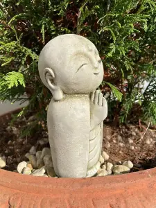 Lovely Monk Stone Statue Outdoor Garden Ornament Oriental Buddha