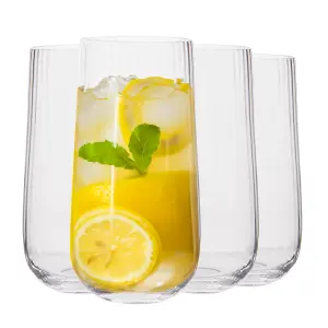 Interiors by Premier Elegant Set Of Four Large Glass Tumblers, Spacious Glass Tumblers For Kitchen, Durable Drinking Glasses