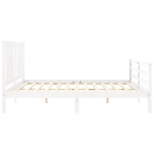 Berkfield Bed Frame with Headboard White 200x200 cm Solid Wood