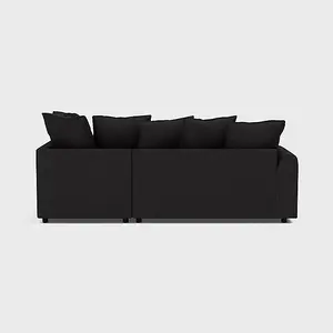 Chiswick Right Hand Facing Corner Sofa with Footstool Black