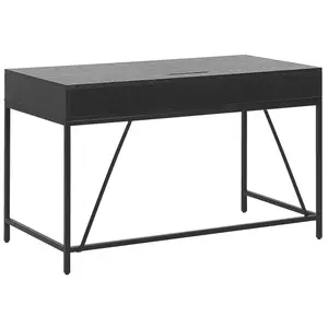 Home Office Desk with Storage Black JENA