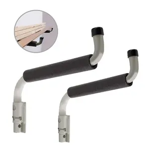 2 x Large Padded Swivel Wall Hooks for Ladder Storage, Bikes, Sheds & Garages