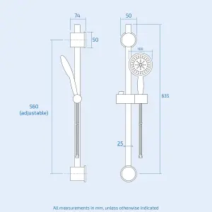 Nes Home Gemma Round Thermostatic Bar Valve & Slider Rail Kit + Easy Fitting