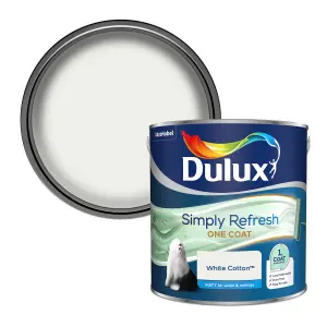 Dulux One coat White cotton Matt Emulsion paint, 2.5L