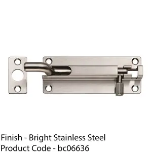 Cranked Barrel Surface Mounted Sliding Door Bolt Lock 200mm x 38mm Bright Steel