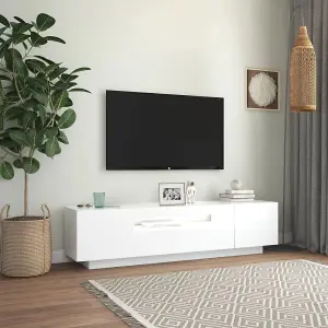 Berkfield TV Cabinet with LED Lights White 160x35x40 cm