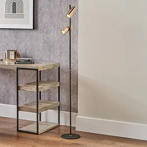 Black and Rose Gold Metal LED Floor Lamp