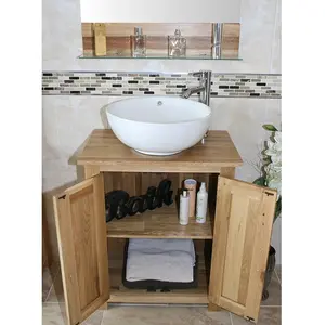 Dominic Solid Oak 650mm Free-Standing Vanity Unit