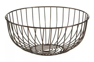 Interiors by Premier Round Black Nickel Finish Fruit Basket