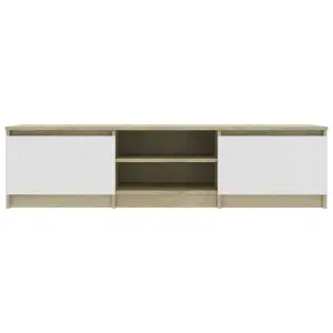 Berkfield TV Cabinet White and Sonoma Oak 140x40x35.5 cm Engineered Wood