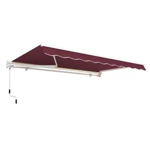 Primrose Awnings 3.0m x 2.5m Retractable Manual Standard Burgundy Awning Outdoor Patio Canopy