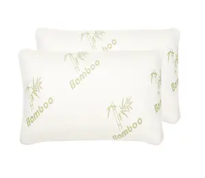 Medium Support Bamboo Memory Foam Pillow - Hypoallergenic Deep Fill Pillow Pair