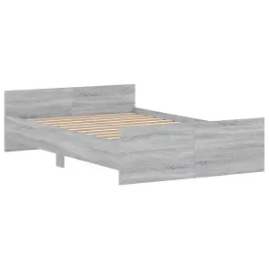 Berkfield Bed Frame with Headboard and Footboard Grey Sonoma 120x190 cm