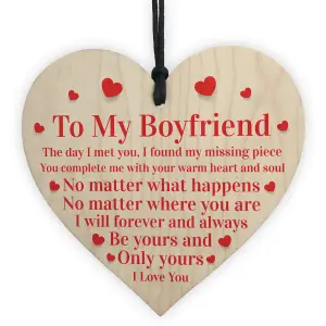 Red Ocean My Boyfriend Valentines Gifts for Him, Couple Gifts for Boyfriend - Wooden Heart Sign,