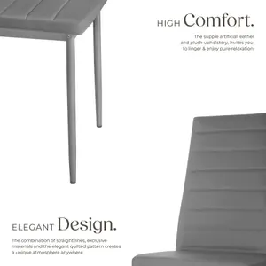 Dining Chairs - high backrest, padded, synthetic leather  - grey