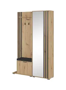 Elegant Nelly Hallway Set H1920mm W1310mm D400mm in Oak Artisan & Black - Stylish Entryway Solution