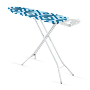 Royalford Ironing Board, Adjustable Height & Iron Rest To Secure Iron In Place, Lightweight & Foldable- 114 x 33 cm, Blue