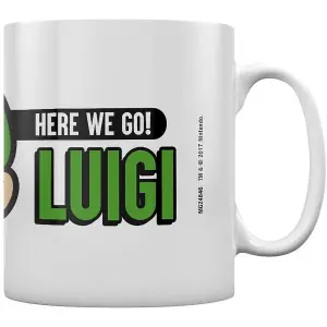 Super Mario Here We Go Luigi Mug White/Black/Green (One Size)