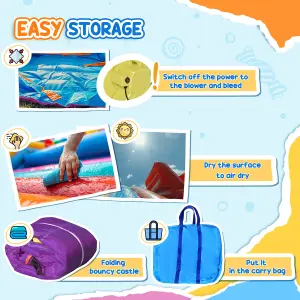 Outsunny Kids Bouncy Castle House Inflatable Trampoline Slide Water Pool 3 in 1 with Blower for Kids