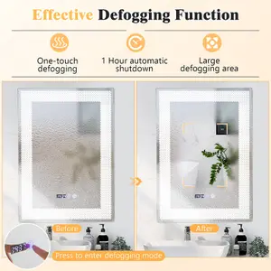 Costway Bathroom Led Vanity Mirror Dimmable Vanity Wall Mirror w/3 Colors Lights