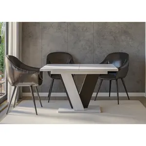 Extendable Dining Table Ameila Light Grey/Black