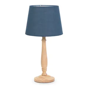 Annum Wood Table Lamp Natural / Navy Blue / Yes