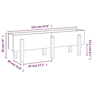 Berkfield Garden Raised Bed White 121x30x38 cm Solid Wood Pine