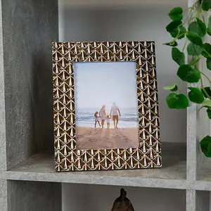 Vintage and Unique Rustic Brushed Gold 5x7 Picture Frame with Silver Teardrops