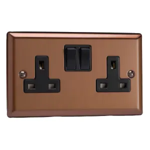 Varilight 2-Gang 13A Double Pole Switched Socket Brushed Bronze